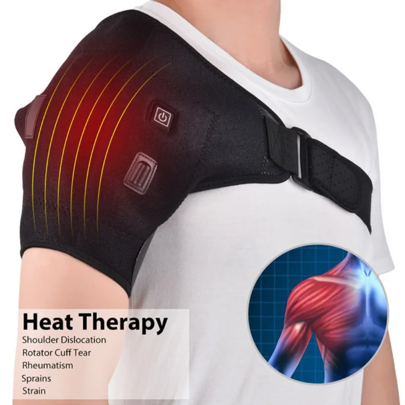 Регулируемая Неопреновая Поддержка одного плеча горячая холодная терапия обертывание подушечка USB зарядка с подогревом плечевая Скоба Защита спины