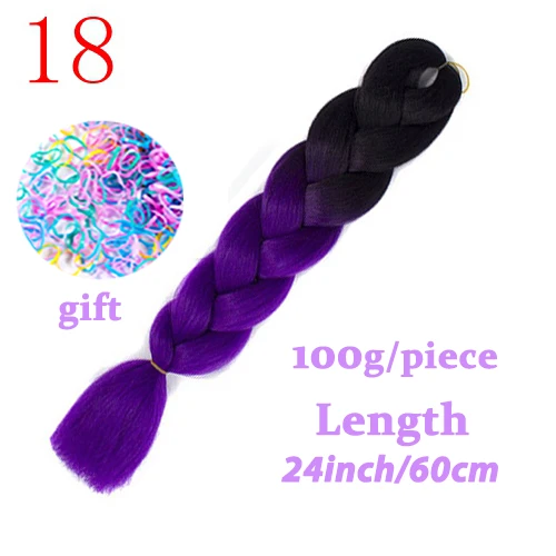24 Inches Long Jumbo Braiding Hair Hair Crochet Braids Ombre Blue Pink Grey African Synthetic Hair Extensions - Цвет: #16