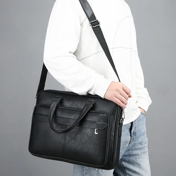 

LKEEP Men Briefcase Bag High Quality Business Famous Brand Leather Shoulder Messenger Bags Office Handbag Laptop