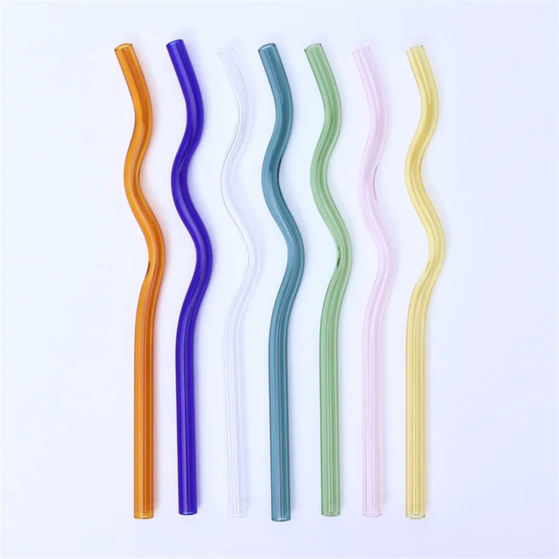 5pcs/set Transparent Borosilicate Glass Straws, Reusable Heat Resistant  Long Thick Straws For Drinking Water, Bubble Tea