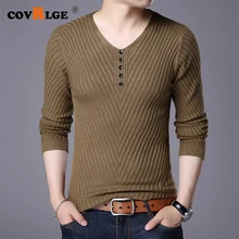 Covrlge мужской свитер мягкий шерстяной вязаный свитер плюс пуловер модный однотонный мужской пуловер с вырезом в виде буквы V Мужская брендовая одежда MZL052