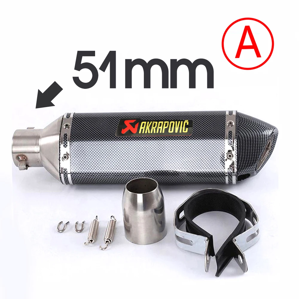 Akrapovic 51 мм/61 мм вход Мотоцикл углеродного волокна Выхлопной Трубы для HONDA CB 125 190 350 400 500 600 650 750 900 1000 R S F - Цвет: PQG-001-A