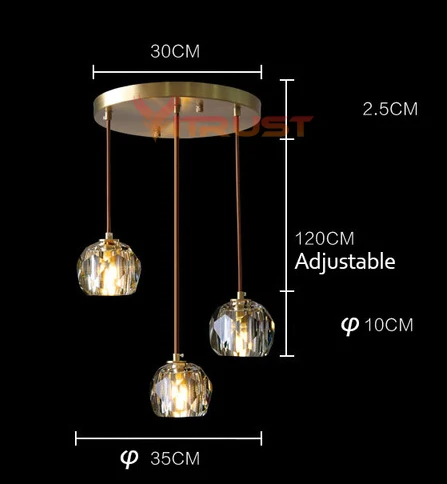 3 lights Современная хрустальная арматура для люстры гостиной, спальни, столовой, ресторана, сверкающая люстра, подвесные светильники - Цвет абажура: 3 lights