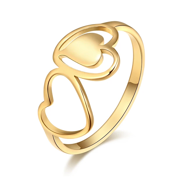 Yellow Gold Infinity Double Heart Ring