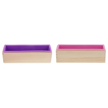 

2 Pieces with Wooden Box Silicone Face Soap Mold, DIY Handmade Soap Mold, 900 Ml Capacity, Purple and Pink