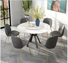 Table à manger en marbre de style nordique, petite table ronde de ménage avec platine