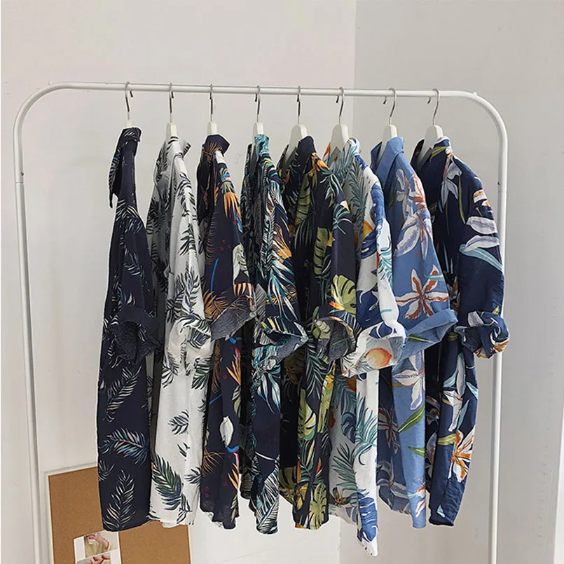 Hawaii Beach Shirt Men Quick Dry Summer Short Sleeve Male Print Casual Shirts Floral Loose Korean Clothing 2025 Vintage 2