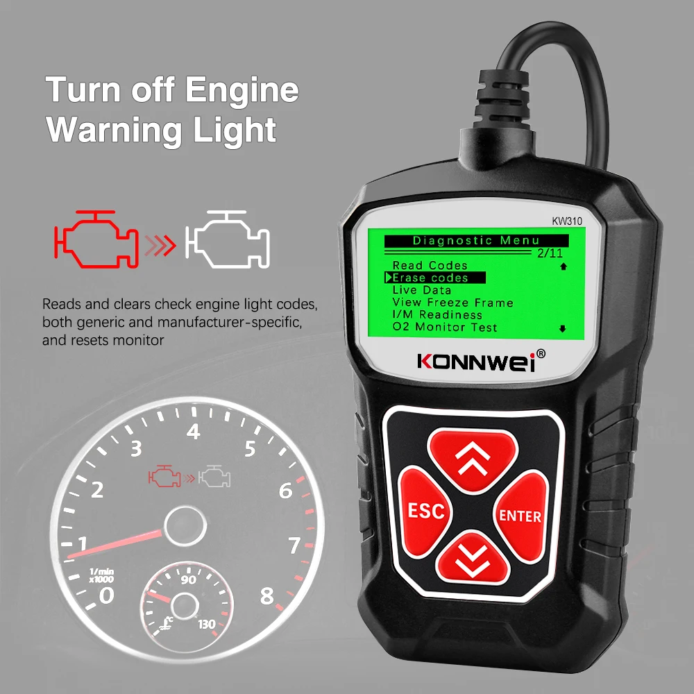 диагностический сканер konnwei kw310