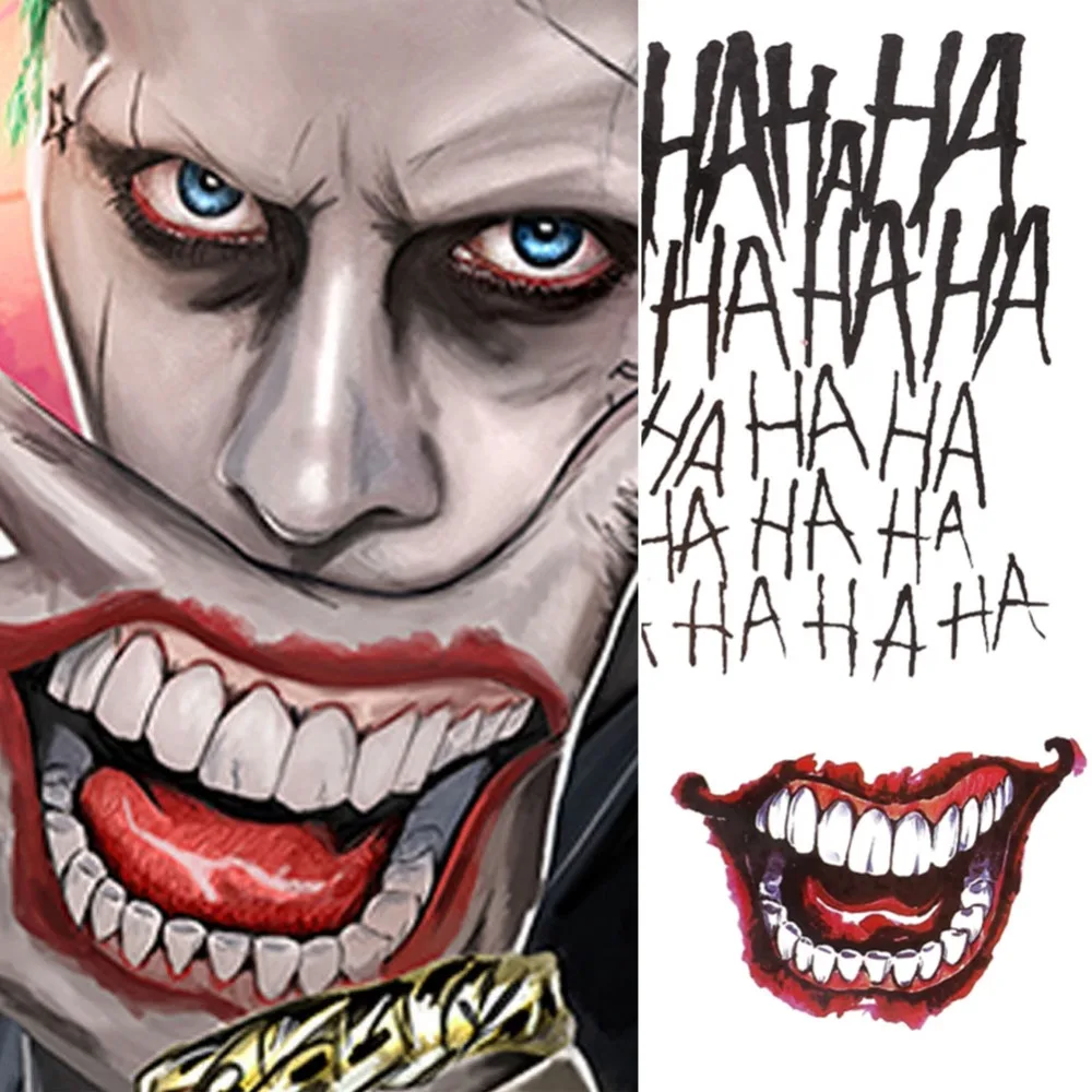 Temporary Tattoo Sticker Skull Joker Clown Pattern Tattoos Waterproof Water Transfer Body Art Fake for Women Men | Красота и здоровье