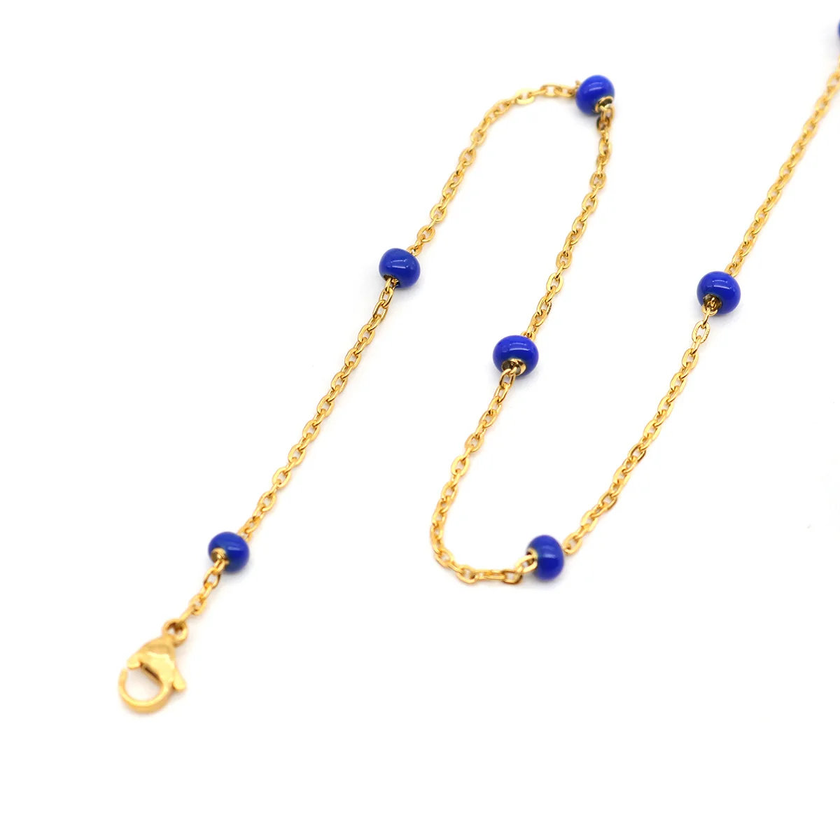 Модная цепочка из нержавеющей стали, ожерелье из акрилового бисера, золотые разноцветные ожерелья для женщин и мужчин, ювелирные изделия, подарки длиной 50 см, 1 шт