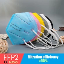 Модная взрослая 5 слоев черная FFP2 KN95 маска респиратор Тканевая маска для лица FFP3 Mascarilla фильтр рот пыле многоразовых ffp2mask