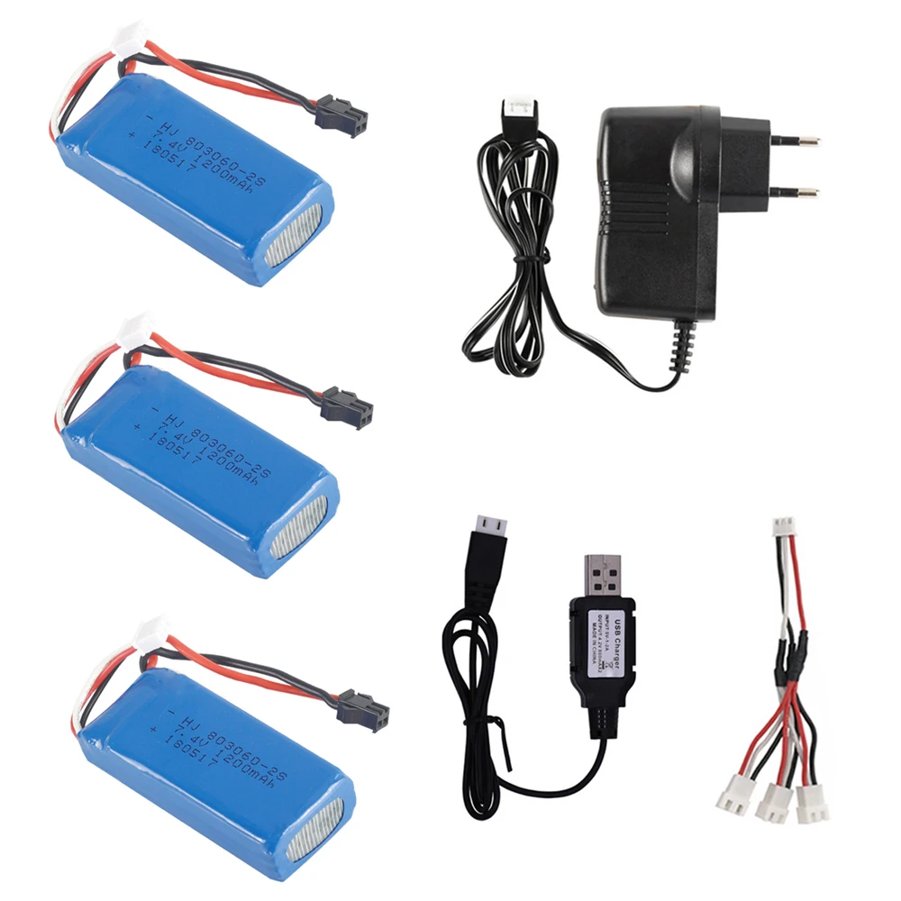 Комплект Lipo аккумуляторов и зарядных устройств 7 4 В 2S 1200 мА · ч для квадрокоптера