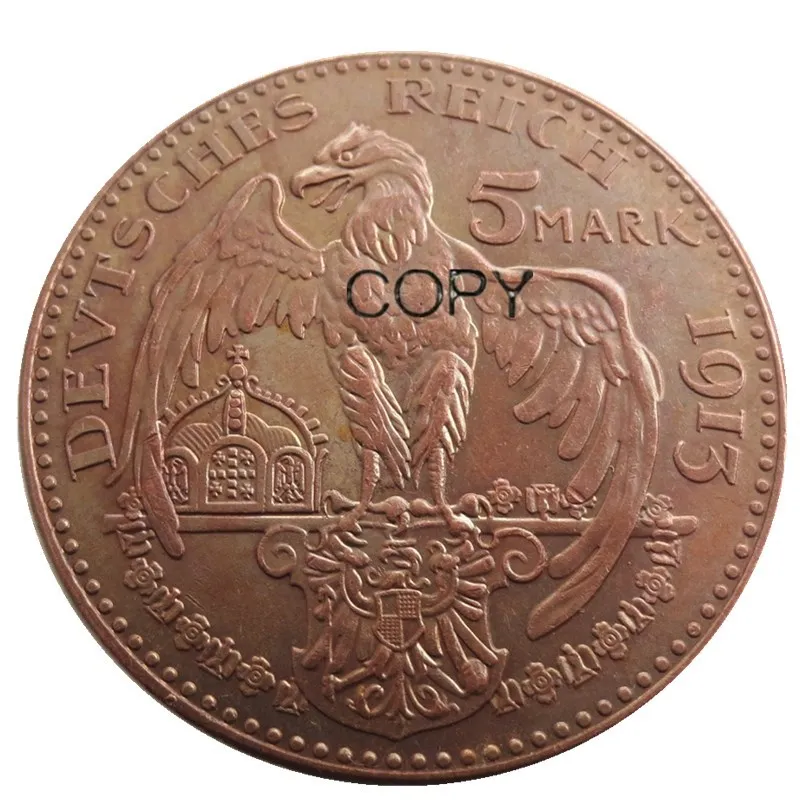 Пруссия(немецкий с.) 5 Марка 1913 доказательство медь-вильхелм II копия монеты