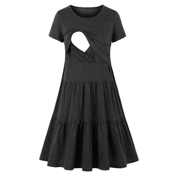 2021 New Women's Pregnancy Sleeveless Nursing Pleat Dress Maternity Dress Breastfeeding Clothes Knee Length Pregnancy Dresses 5