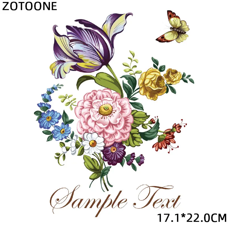 Flower Patch Iron-on Transfers for Clothing Thermoadhesive Patches Daisy Stickers Diy Flex Fusible Transfer Appliques Stripes