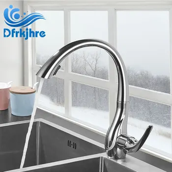 

Kitchen Faucets Chrome Brush Brass Faucets Pull Out Two ways Spout For Kitchen Sink Single LeverMixers Tap Hot Cold Water Crane