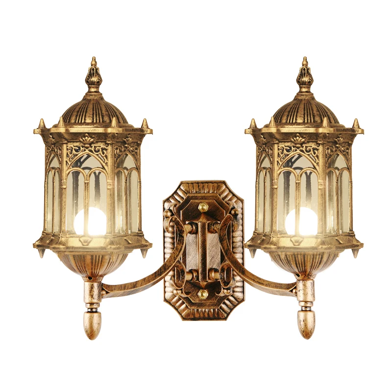 European Style Double Heads Waterproof Outdoor Wall Lamp for Retro Villa Courtyard Balcony wall light