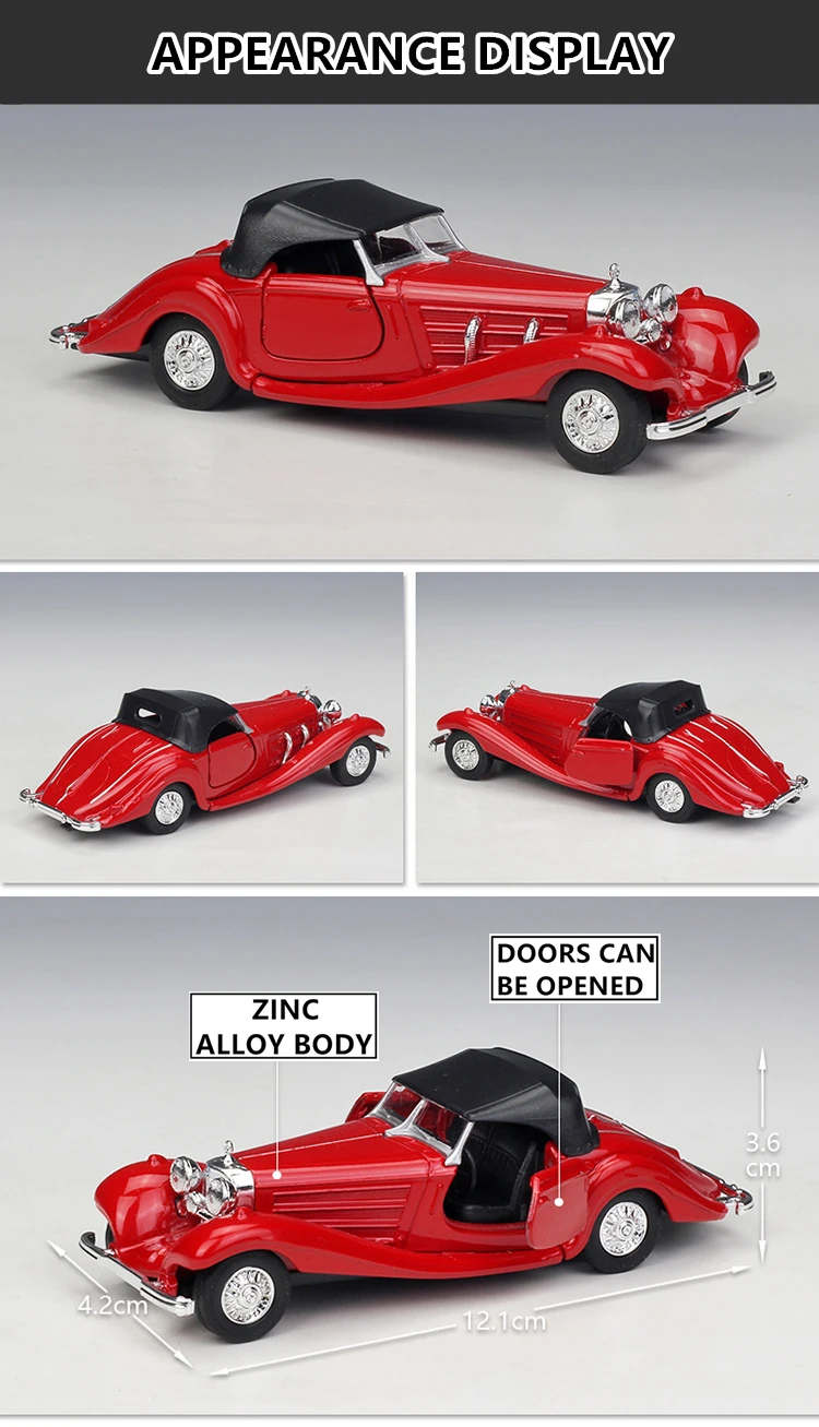 WELLY 1:36 Mercedes-Benz 1936 500K классическая модель машины из сплава, имитационная Коллекция игрушек, вытягивающая автомобиль, коллекция подарков