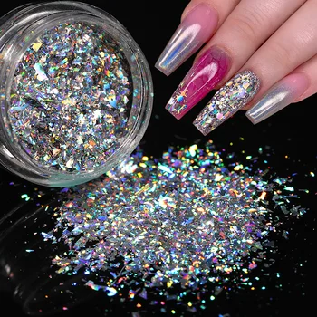 

1 Box Holographics Glitters Silver Gold Laser Nail Art Powder Sparkly Shinning Polish Chrome Paper Manicuring Dust Pigment