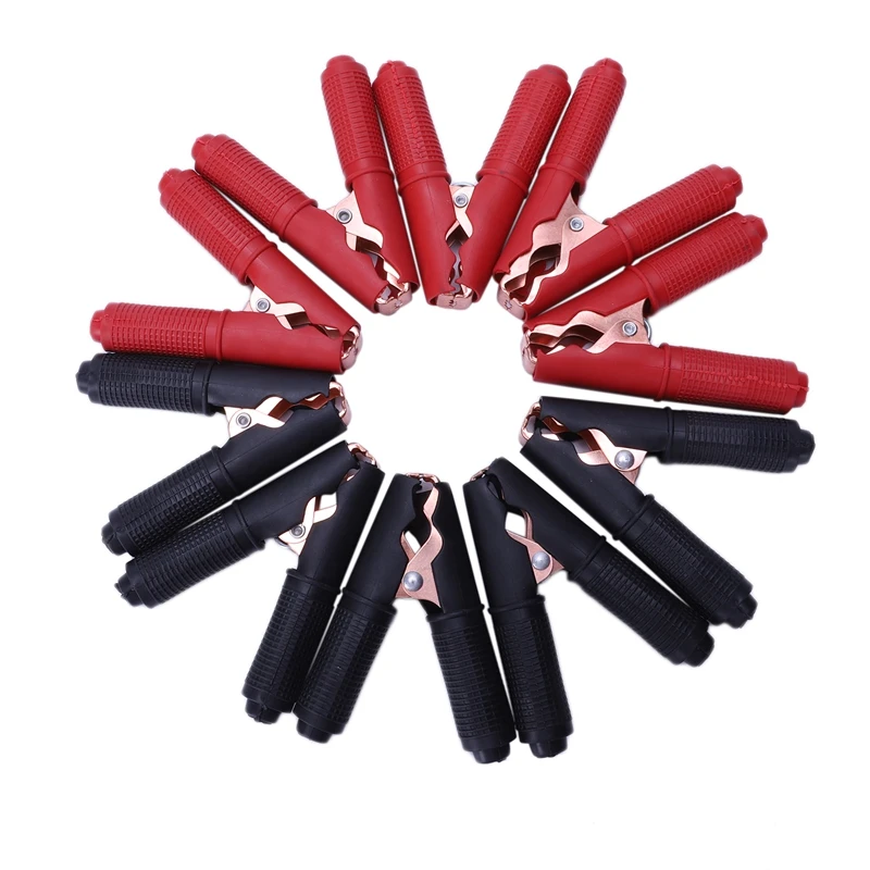 

10pcs 100A Car Battery Clips Alligator Test Clamps 90mm Red + Black