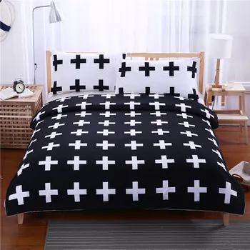 

Black White 3D Home Textile 3-piece Cotton Sheet Bedding Set Nordic Couple Bedroom Double Bed King Size Duvet Cover Pillowcases