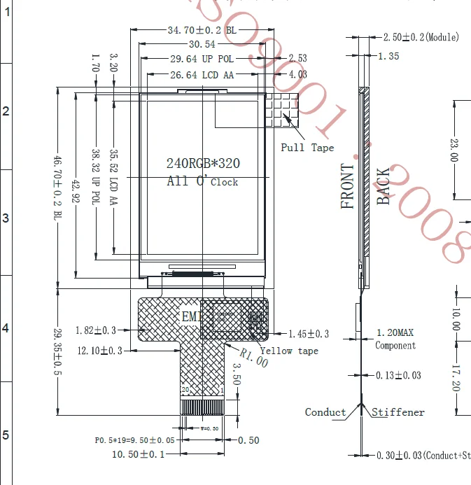 1 77 дюйма 240*320 QVGA JD9852 MIPI интерфейс TFT LCD|ЖК-экраны и панели для планшетов| |