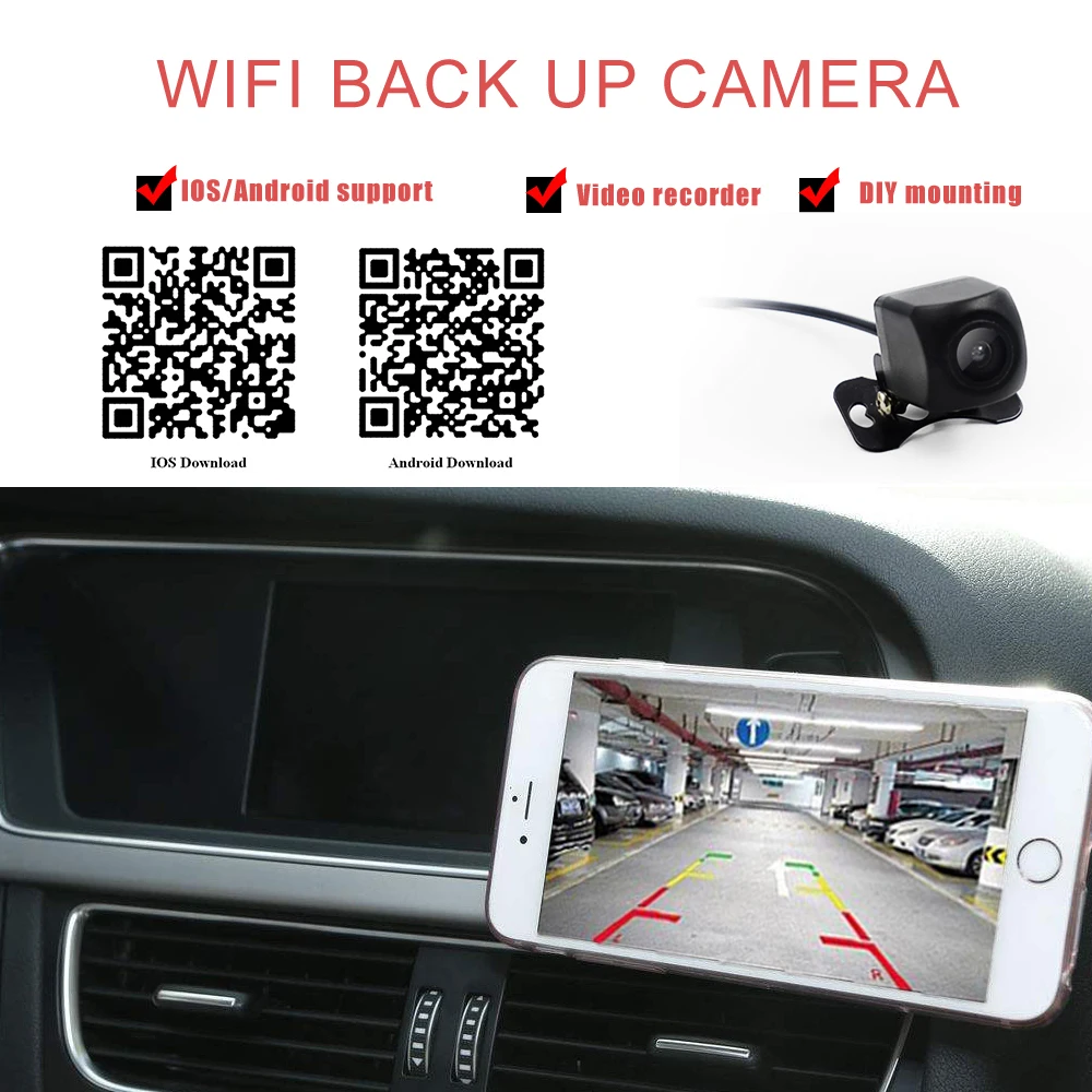 720P HD wifi камера заднего вида для автомобиля с креплением на переднюю и заднюю часть доступна поддержка системы android и ios мобильное простое крепление f-автомобильное приложение