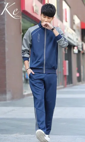Azul y Gris Hombre KE спортивный комплект, большой размер, плюс свитер, для влюбленных, унисекс, для пар, спортивный костюм, для мужчин и женщин, Униформа, повседневная одежда, Студенческая форма - Цвет: Azul y Gris Hombre