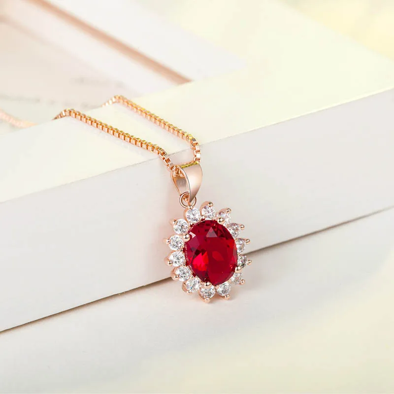 Bague Ringen овальные драгоценные камни серебро 925 ювелирные изделия элегантное роскошное рубиновое ожерелье для женщин розовое золото цвет принцесса свадьба