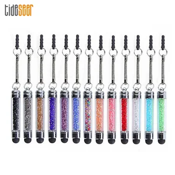 

500pcs Mini Crystal Mobile Phone Stylus For iPhone 11 8 7 Samsung & 3.5mm Dust Plug Style Bling Clear Touch Screen Pen