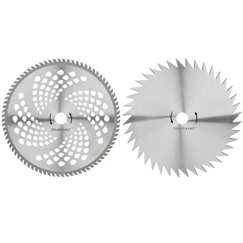 

10 inch 80T Carbide Tip Blade + 10 inch 40T Mn-Steel Blade, Metal Blades for Brush Cutter Trimmer Weed Eater