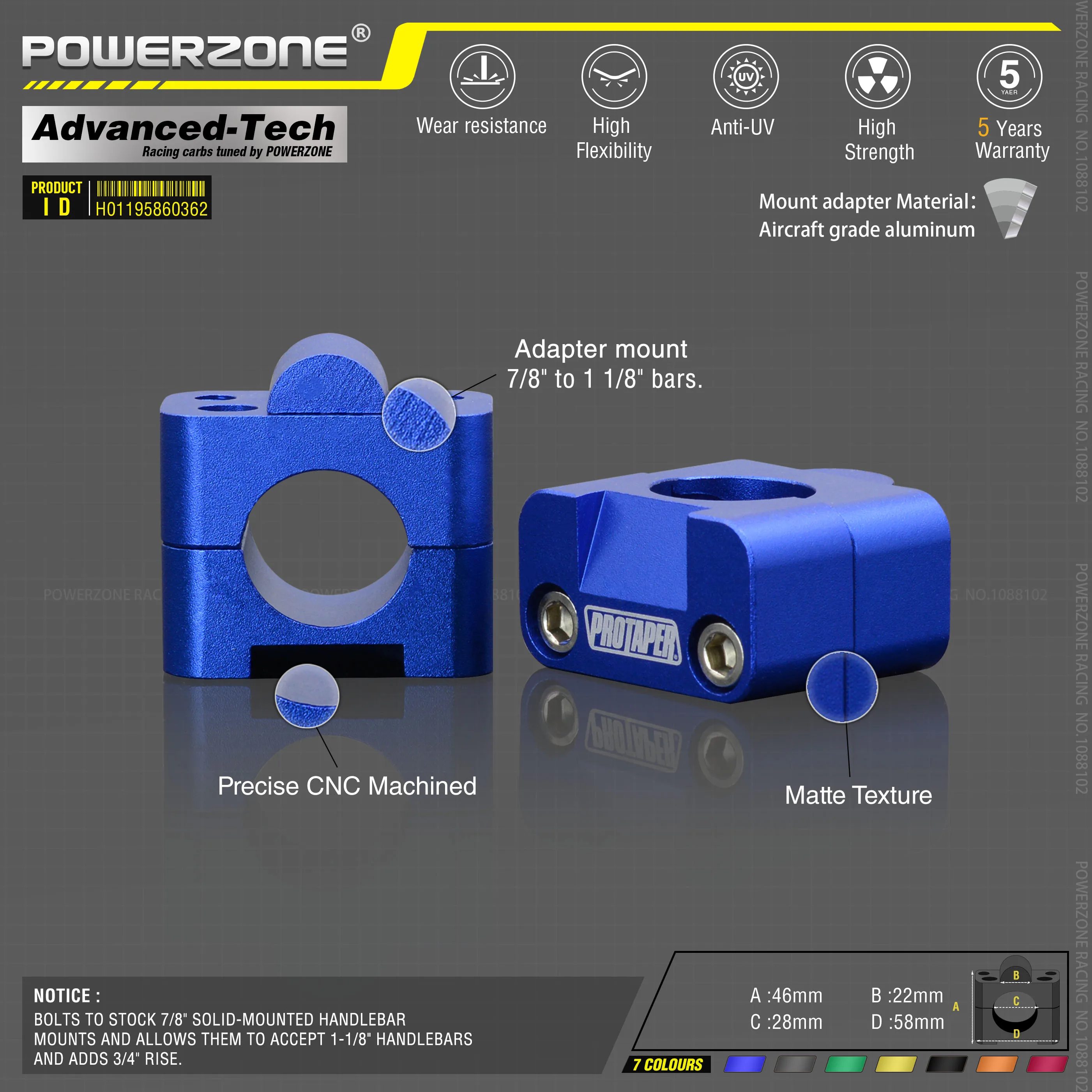 Алюминиевые тиски из металлического сплава для мотоцикла 22 мм 7/" Руль Riser Mount Irbis Bars kayo Motocross Enduro MX TTR T 250 части