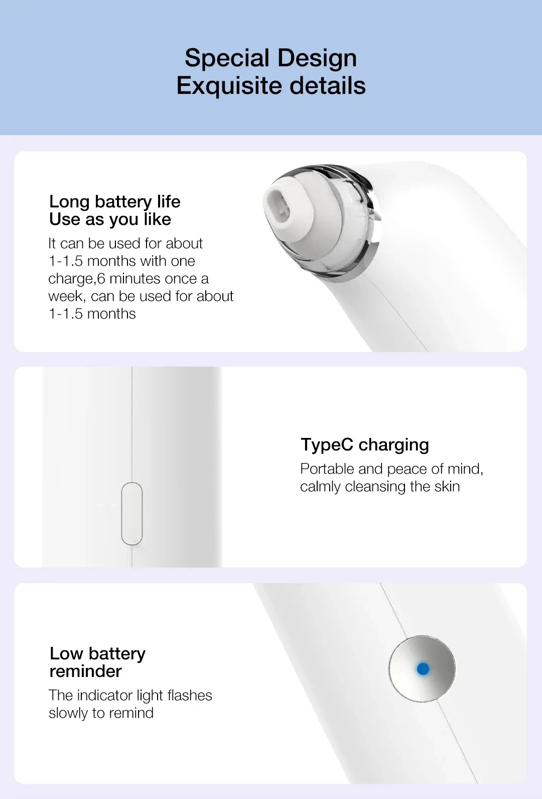 New Xiaomi DOCO Pore Vacuum Cleaner Blackhead Remover Electric Acne Cleaner Pore Cleaner Machine Facial Beauty Clean Skin Tool