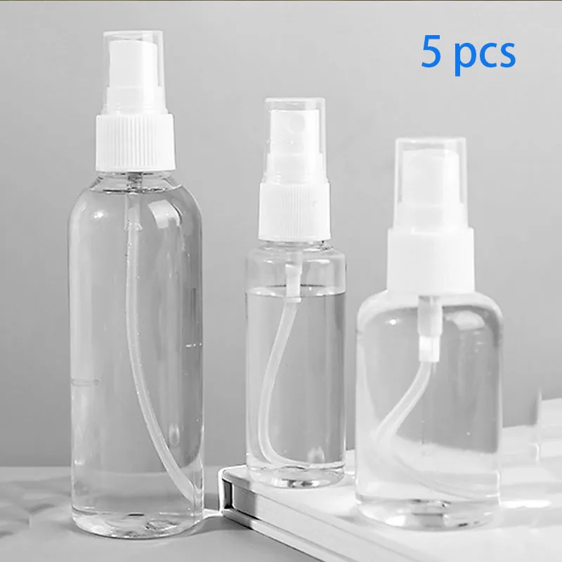 

5pcs/lot 30ml/50ml Empty Spray Bottles Transparent Plastic Mini Refillable Container Nebulizer Perfume Empty Cosmetic Containers