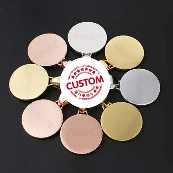 

Small Custom Made Photo Medallions Pendant Necklace 4mm Tennis Chain Gold Silver Iced Out Cubic Zircon Men's Hip Hop Rap Jewelry