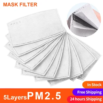 

20/50/100PCS 5 Layers PM2.5 Filter Mask Paper Activated Carbon Adult Child Masks Anti Dust Haze Mouth Mask Face Mask Filter