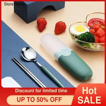 

Stainless Steel Chopsticks and Spoon Set with A Plastic Travel Box Portable Flatware Set Small Dessert Spoon cute spoon