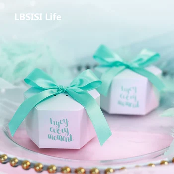 

LBSISI Life 20pcs Enjoy Every Momont New Wedding Blue Candy Box Kids Party Celebration Gift Snack Box W