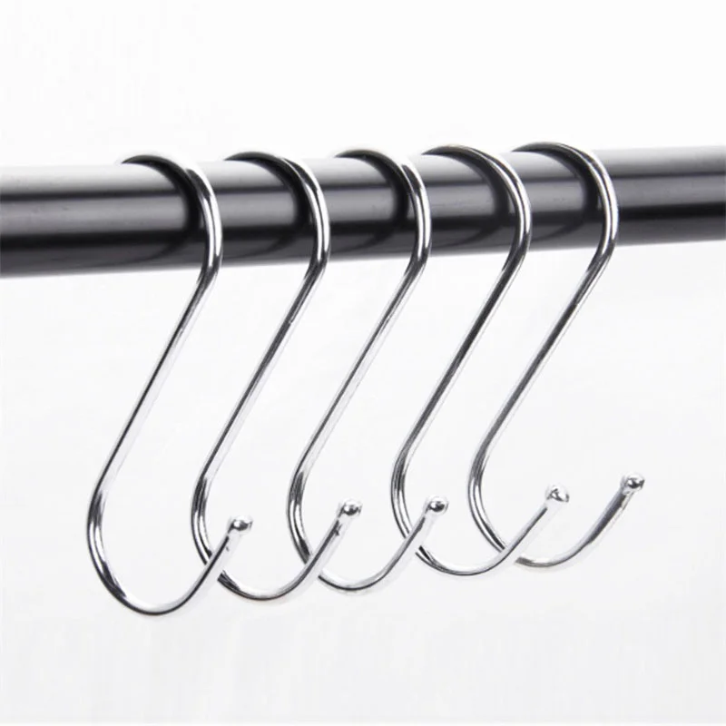 1/10pcs S Shaped Hooks Clasp Stainless Steel Railing S Hanging Storage Hook Home Kitchen Bathroom Organizer Holder Tools multi purpose hooks metal hook