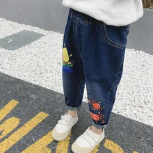 Штаны для девочек; коллекция года; сезон весна-осень; стиль; корейский стиль; Детские Свободные повседневные джинсы; Детские Универсальные Длинные модные брюки