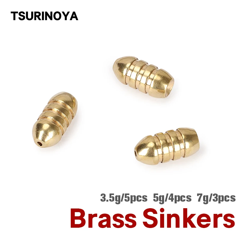 TSURINOYA35g5g7gBrassBulletWeightsFishingSinkerKitsBrass