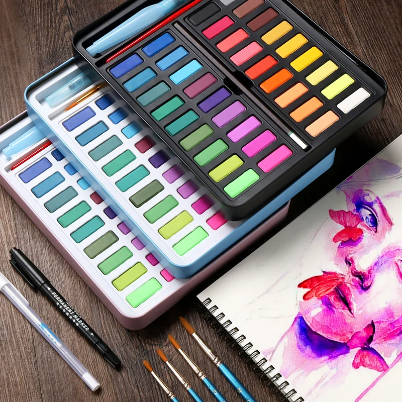 Preise Bgln36 farbe solide aquarell malen set anfänger malerei pulver werkzeug palette pinsel farbe box tragbare aquarell kunst liefert