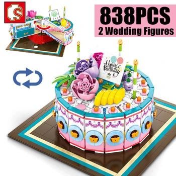 

SEMBO 838PCS Building Blocks Set Food Toys Birthday Cake Model Kids toy for Children Birthday Gifts Girl Valentine Marriage Gift