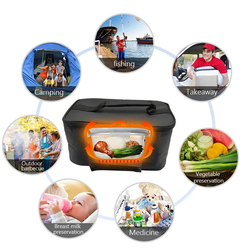 US $26.99 Geekhom 12v Portable Insulated Bag Lunch Box Electric Lunchbox Food Warmer Lunch Box With Heating Electric Lunchbox For Car