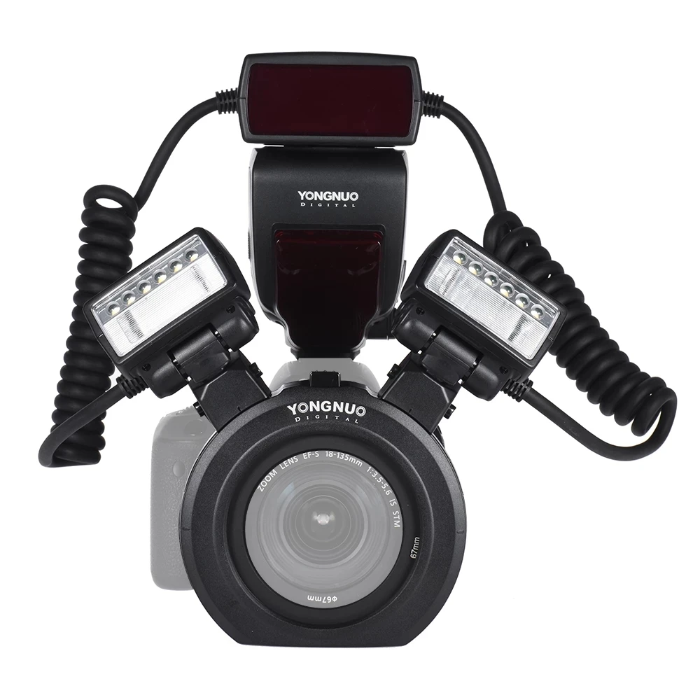 YONGNUO YN24EX TTL Flash Speedlite 5600K with 2pcs Flash Heads and 4pcs Adapter Rings for Canon Sony Camera Dental Photography
