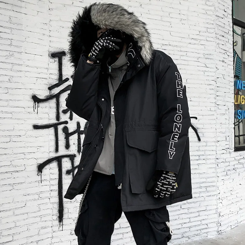 

Men Winter Jacket Thick Warm Parka Fur Hooded Male Winter Coat Cotton Windbreaker Jackets