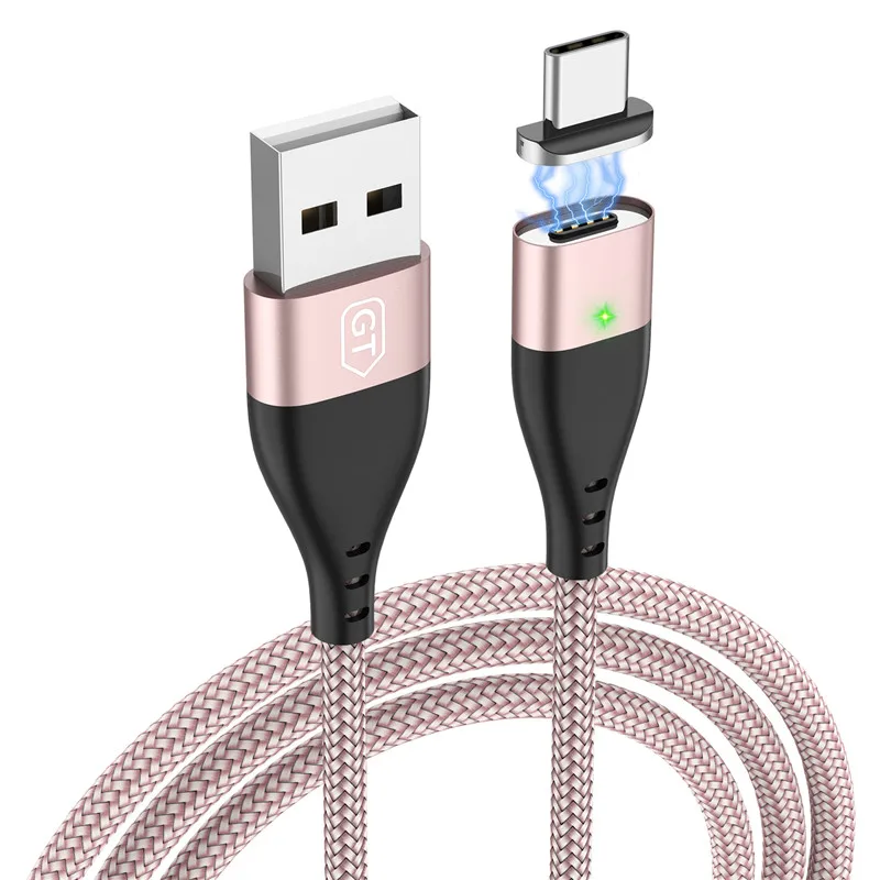 Rose Gold GTWIN 3A Магнитный USB кабель для быстрой зарядки Micro магнит type C шнур для samsung S10 S9 S8 разъем s7 s6 Зарядное устройство USB шнур - Цвет: Rose Gold