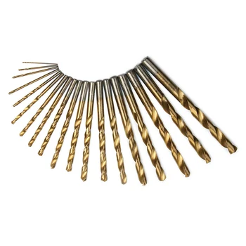 

19pcs HSS Metric Drill Bit Set Titanium Coated Drills Plastic Wood 1-10mm Gold