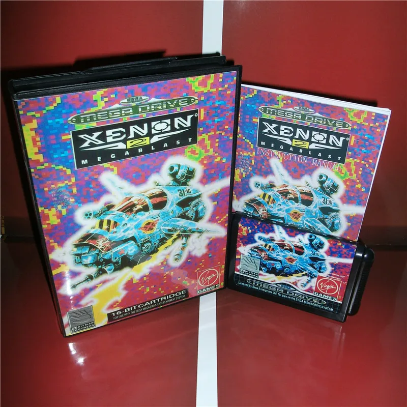 Xenon 2 EU крышка с коробкой и руководство для sega Megadrive Genesis видео игровая консоль 16 бит MD карта