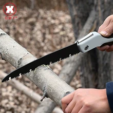Mini serra de corte extra longa dobrável com alça tpr, serra dobrável para podar madeira seca, serra de poda de madeira com dentes rígidos